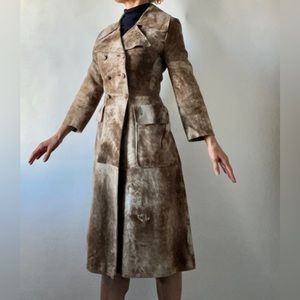 Vintage cow pattern suede dress coat